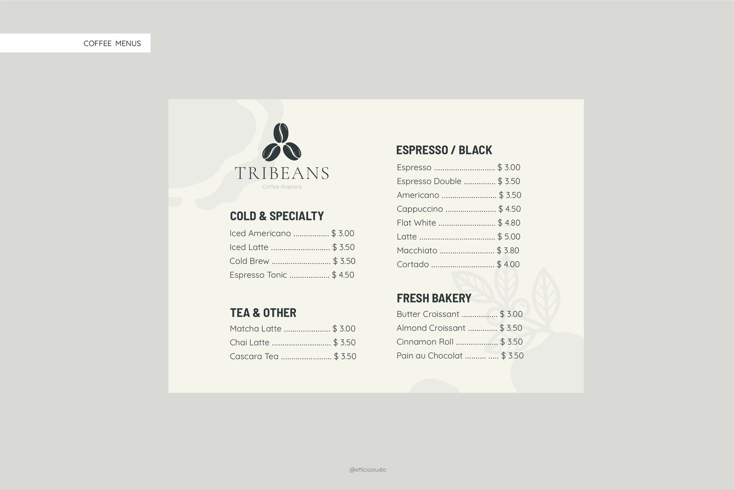 Coffee shop menu layout template design
