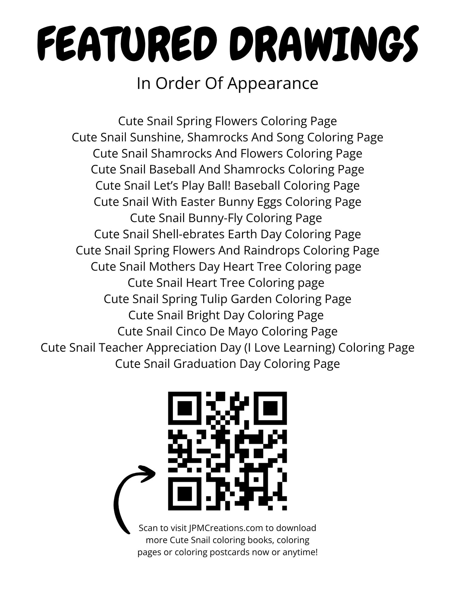 Cute Snail Spring Adventures Coloring Book (featured drawings)
