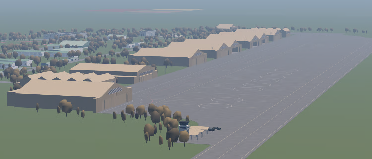 Airfield roads and surrounding trees