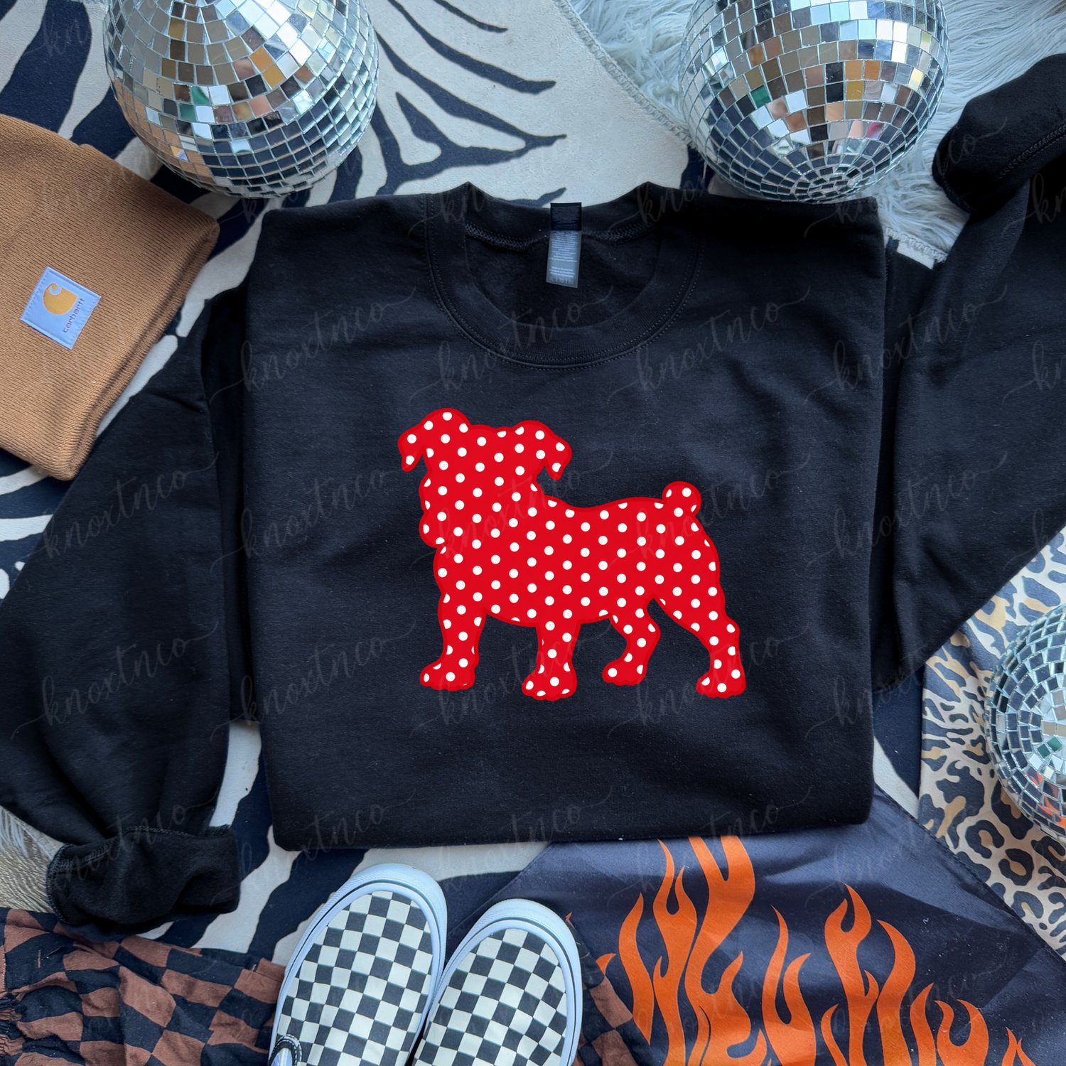 Gildan Sweatshirt with Red and White polka dot bulldog UGA fan gift georgia bulldog cute shirt