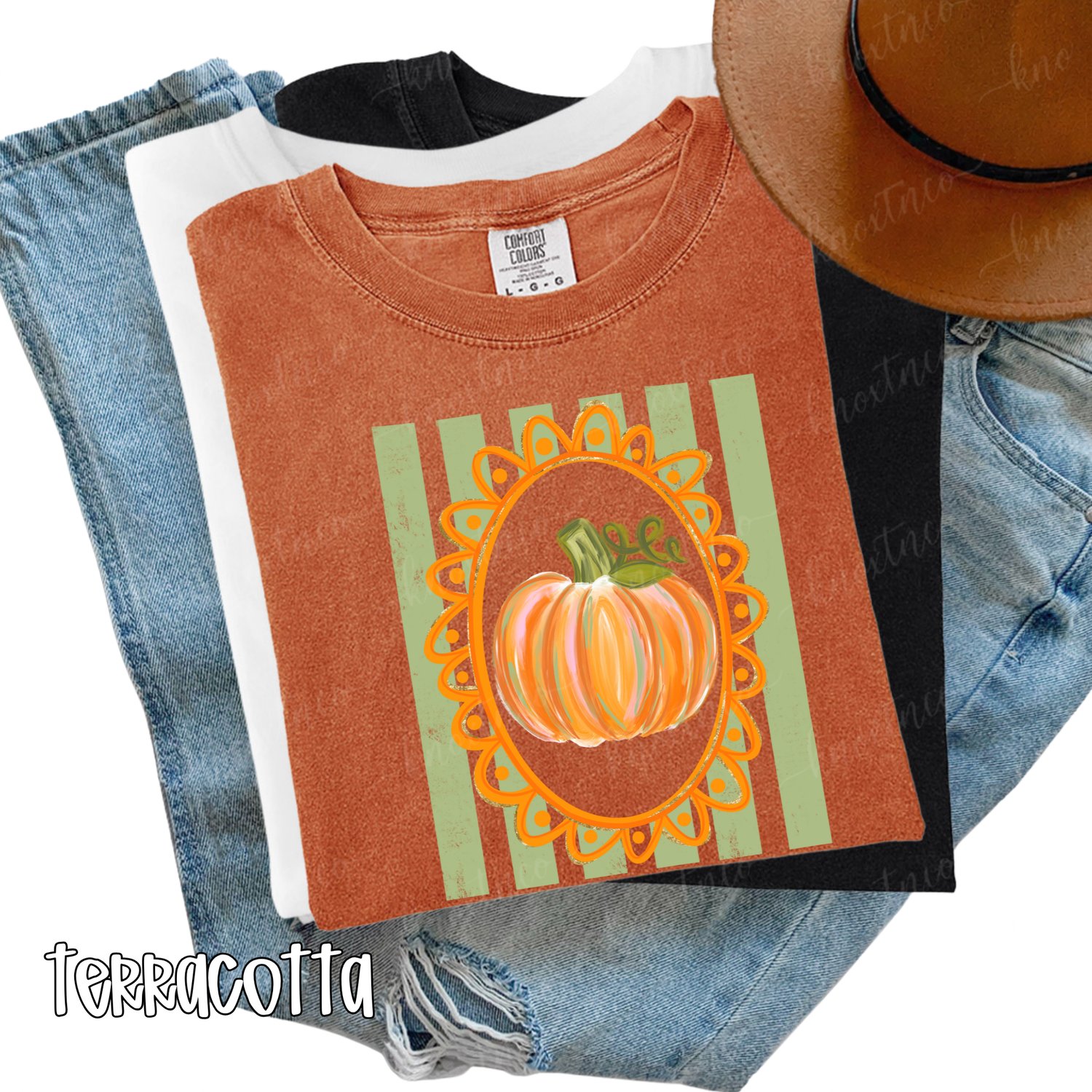 pretty striped framed pumpkin tshirt and sweatshirt comfort colors fall autumn shirt