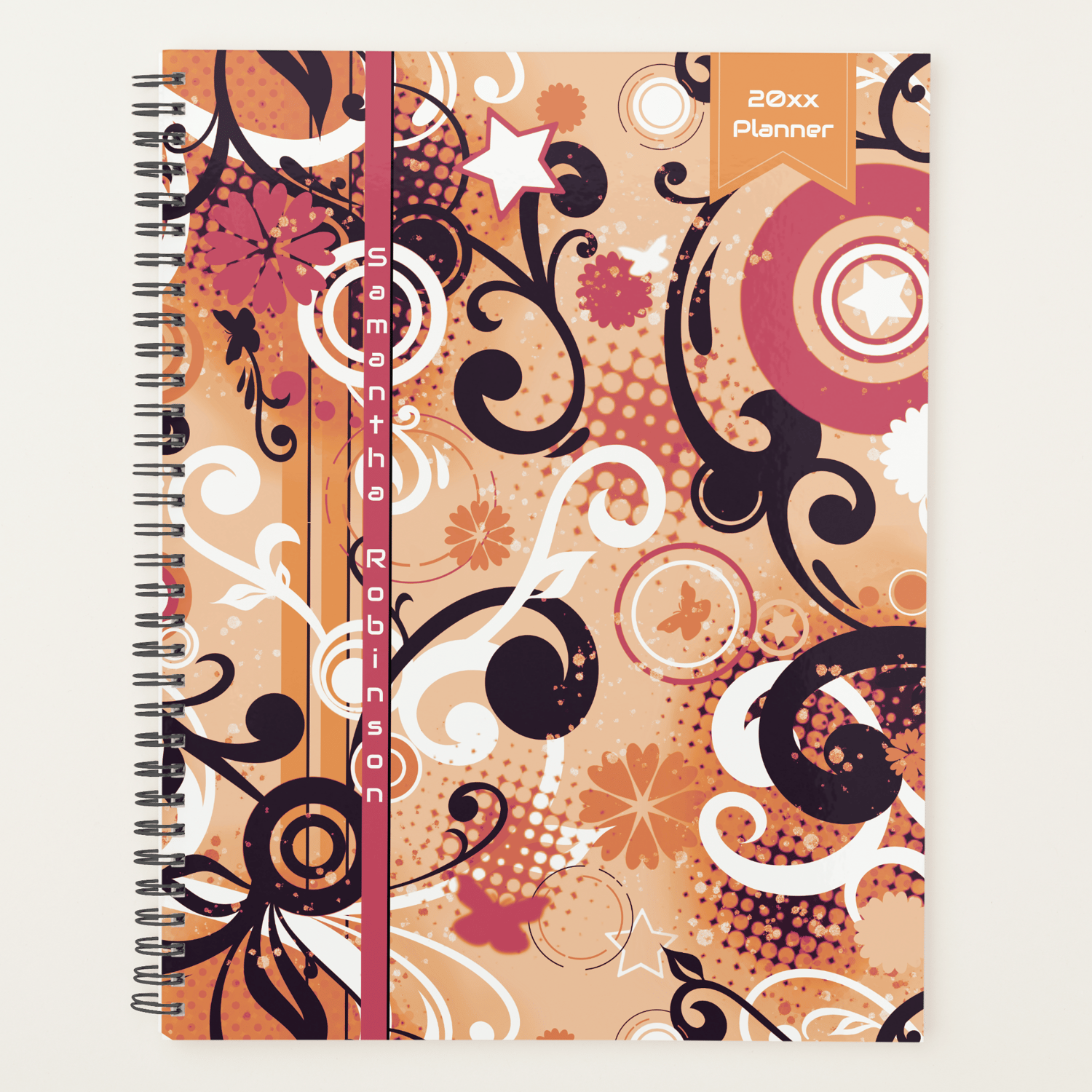 Orange Frutiger Metro Floral Planner