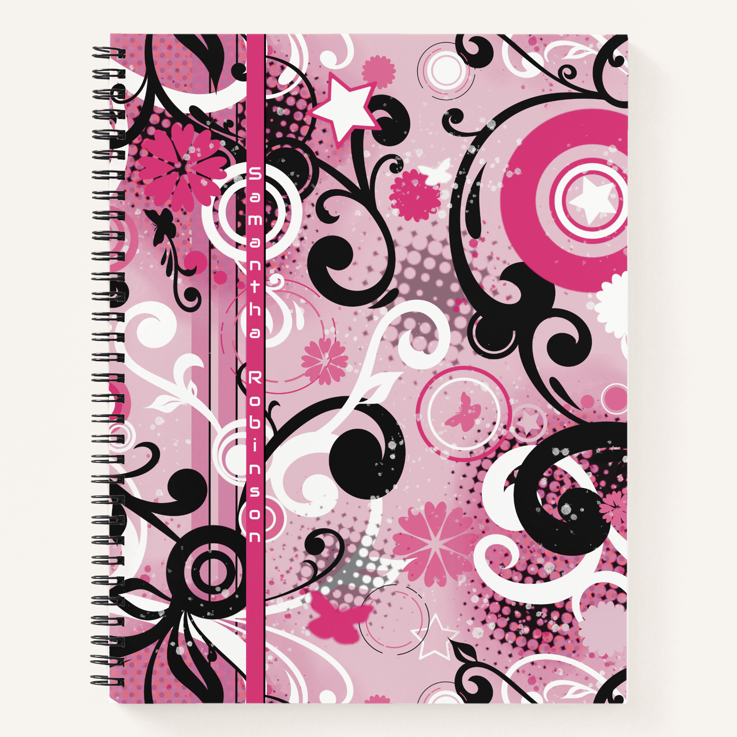 Pink Frutiger Metro Floral Notebook