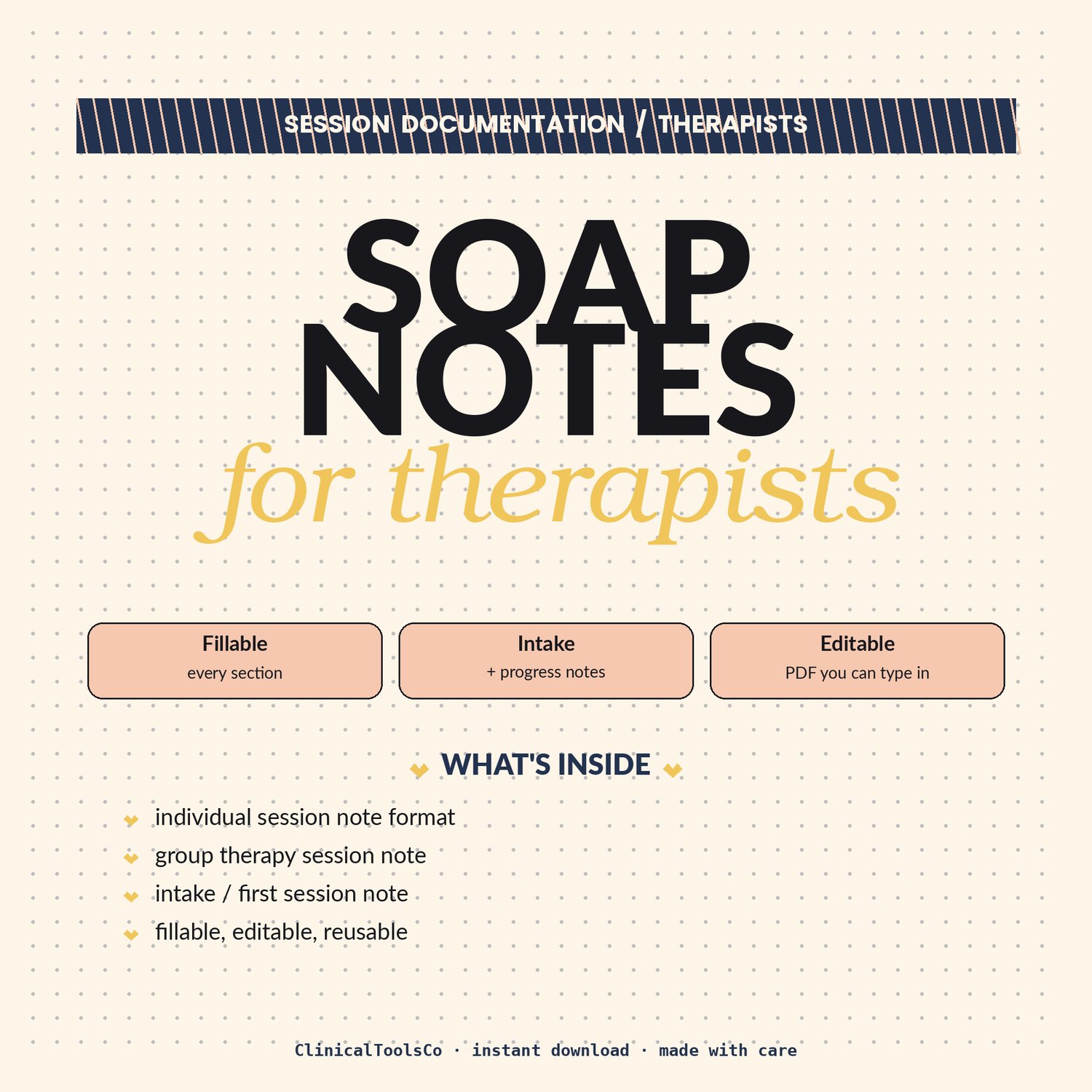 Cover of SOAP Notes Template for Therapists, Progress and Intake Forms