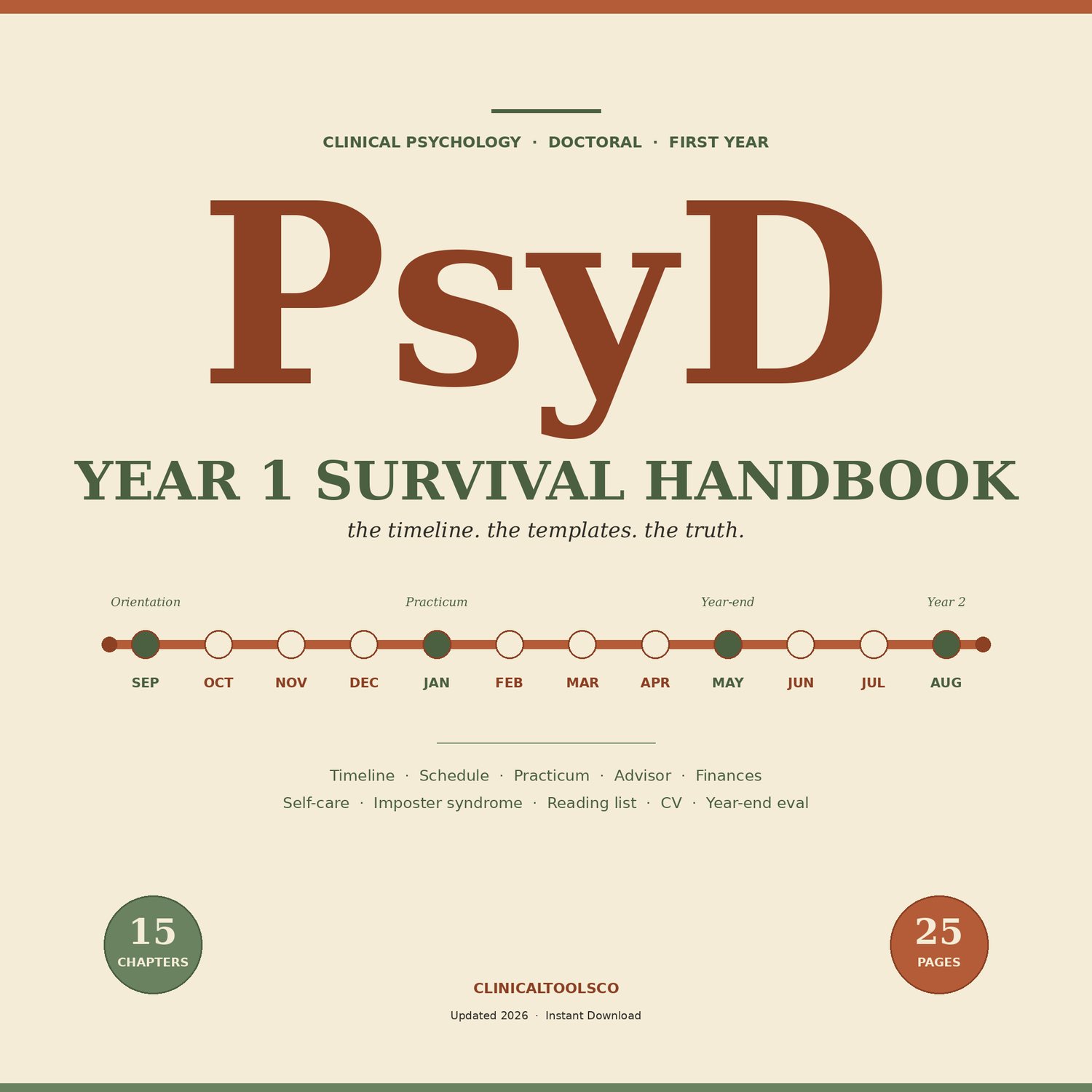 Cover of PsyD Year 1 Survival Handbook, Advising and Practicum Prep