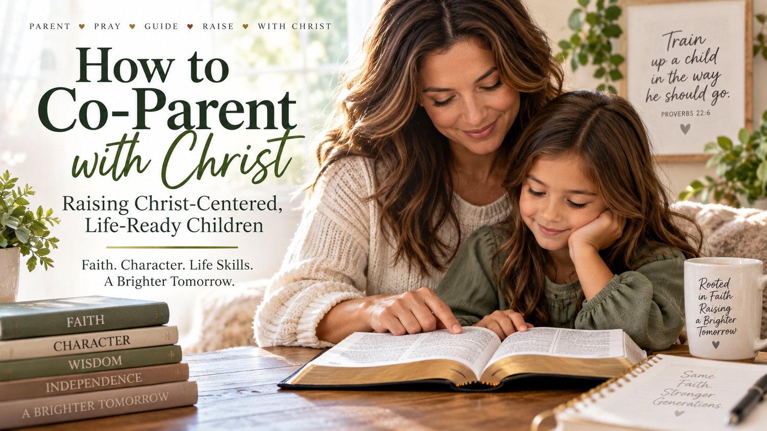 Christian parent teaching a child about faith and preparing them for life