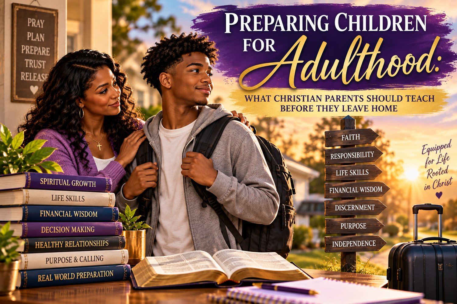 Christian parent preparing a teenager for adulthood through practical life skills, wisdom, and faith