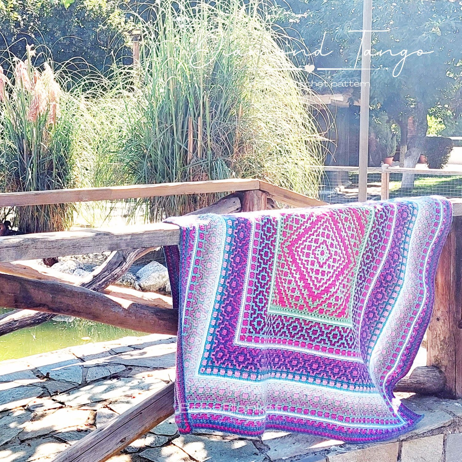 Mossic Pattern DIAMOND TANGO. Mosaic crochet blanket pattern