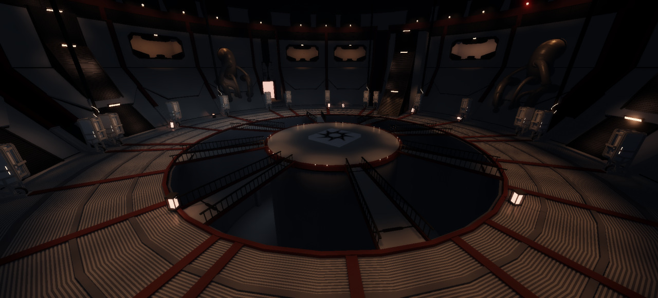 Futuristic combat area layout