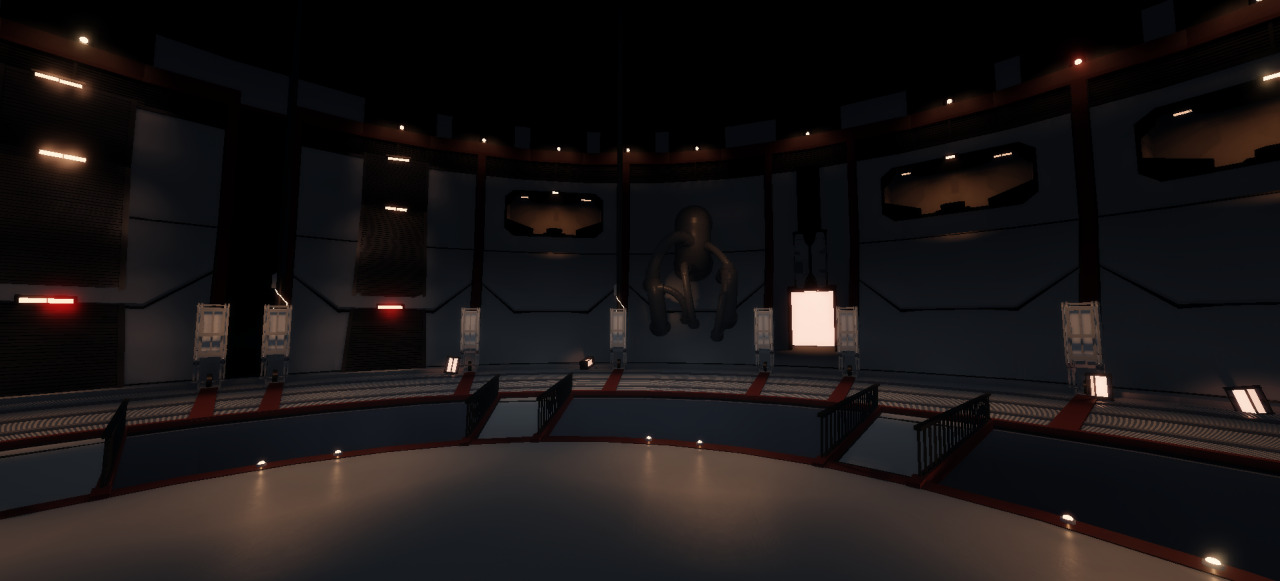 Spectator box overlooking arena