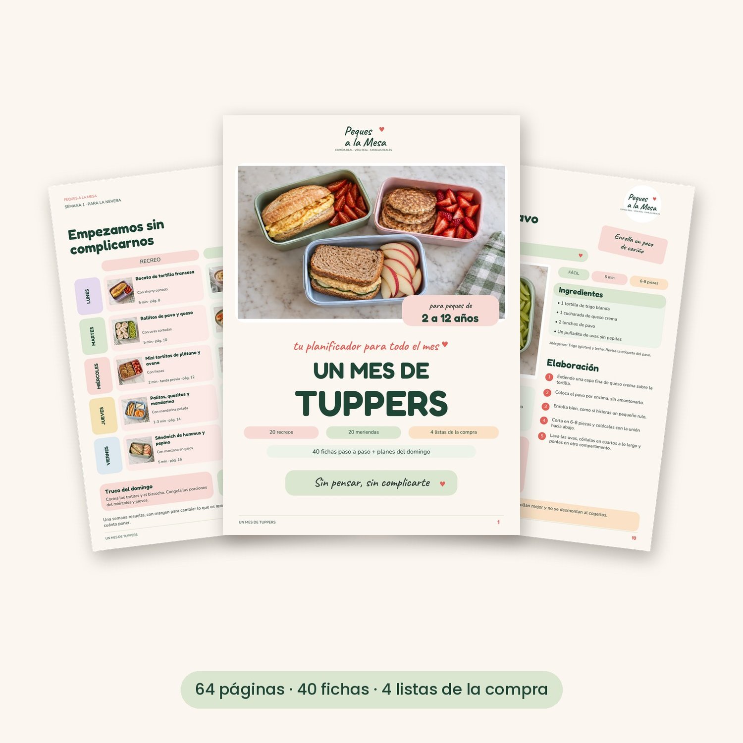 Guía Un mes de tuppers de Peques a la Mesa: 64 páginas con recetas de recreo y merienda para niños