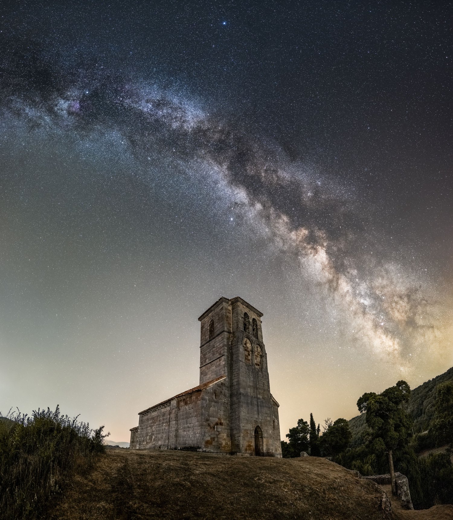 Spain Milky Way Church night landscape photography Santa Maria La Real stars panorama sony 14mm