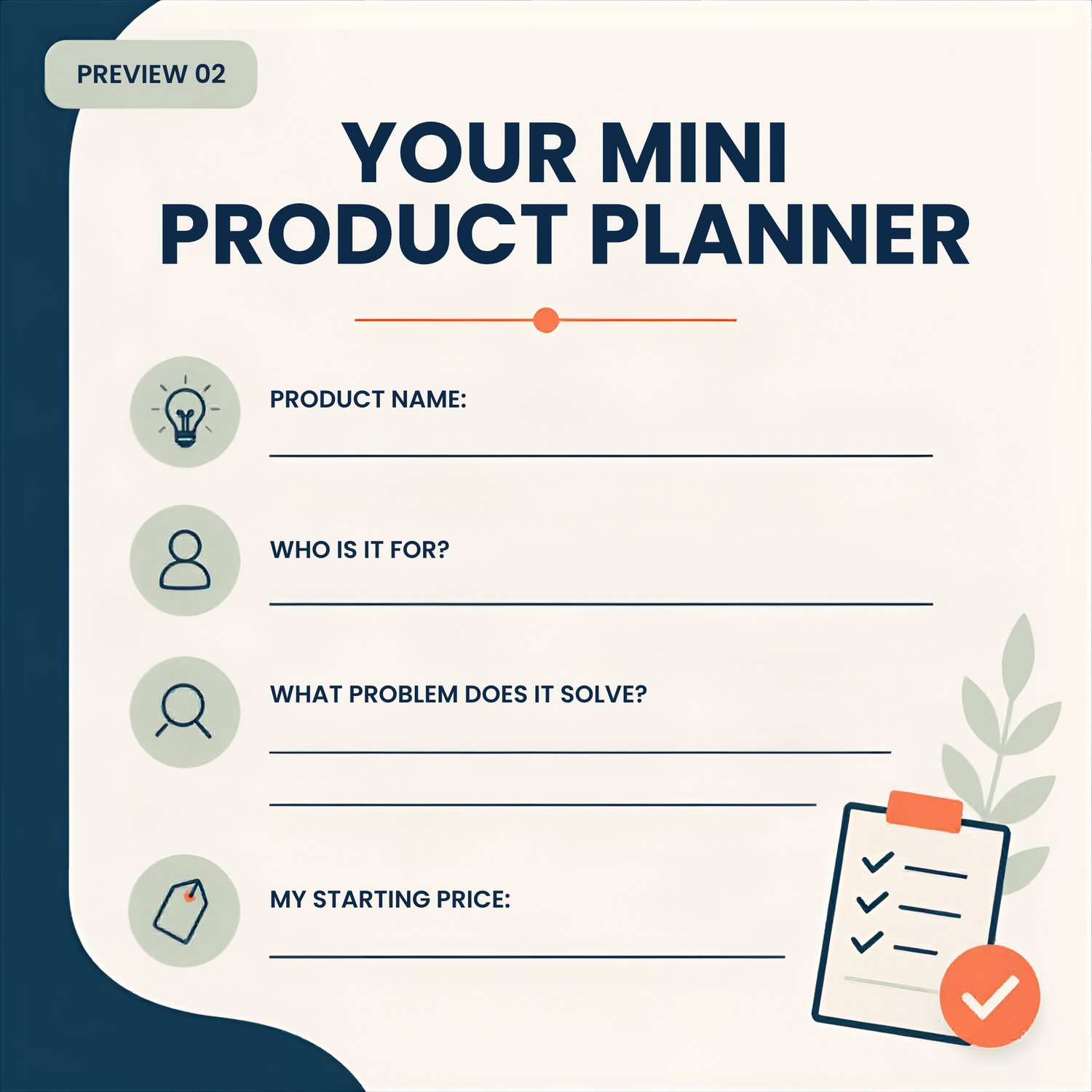 Beginner digital product workbook with actionable prompts and business tip