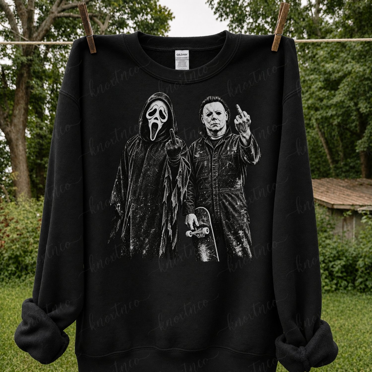 ghostface and michael sweatshirt halloween design