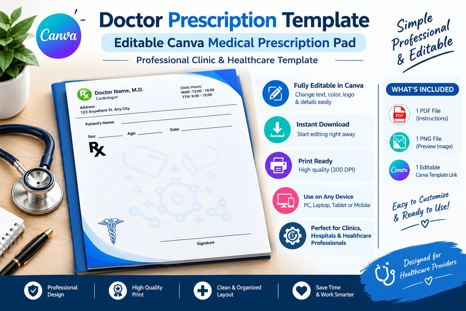 doctor prescription template, editable prescription template, Canva prescription template, medical prescription pad, doctor pad template, clinic template, healthcare template, editable Canva template, medical Canva template, prescription pad design, printable prescription template, A4 prescription template, doctor stationery template, clinic branding template, healthcare branding, medical office template, private practice template, healthcare professional template, digital medical template, editable medical template