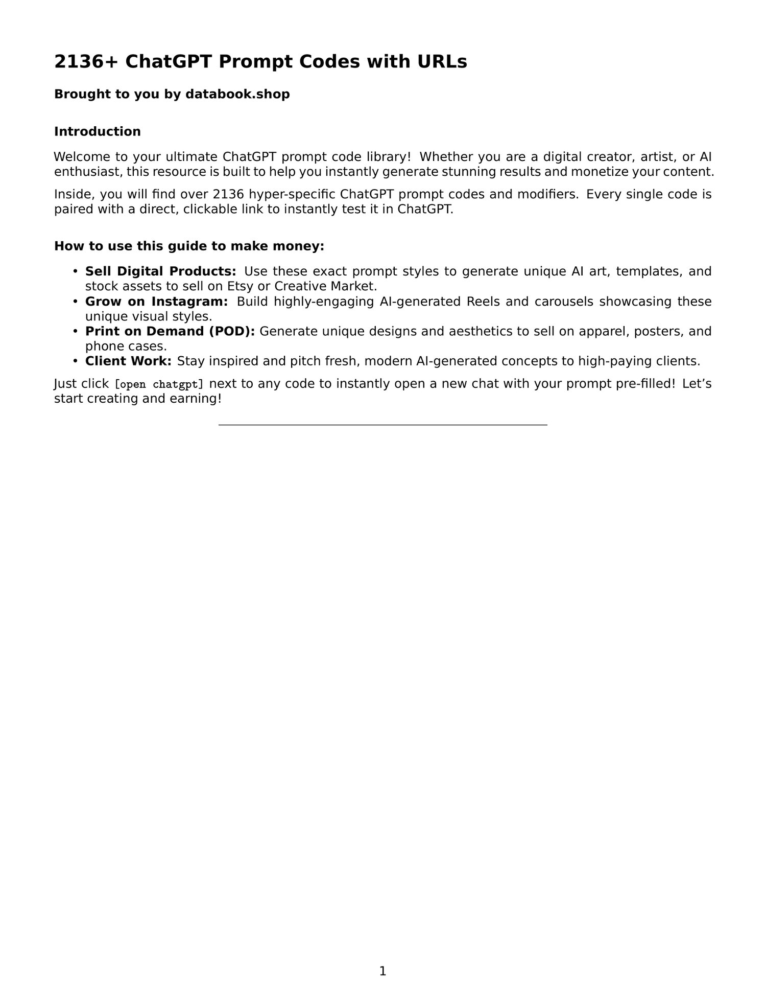 ChatGPT Prompt Codes — 2,136+ Ready-to-Use AI Prompts Data Book - preview 2