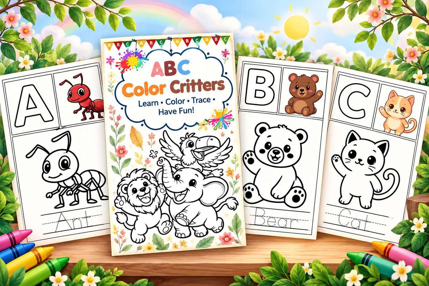 ABC letter tracing and review activity page for preschool children