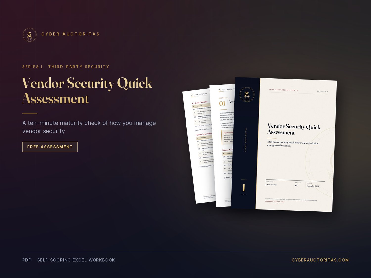 Vendor Security Quick Assessment guide and scorecard pages, Third-Party Security series