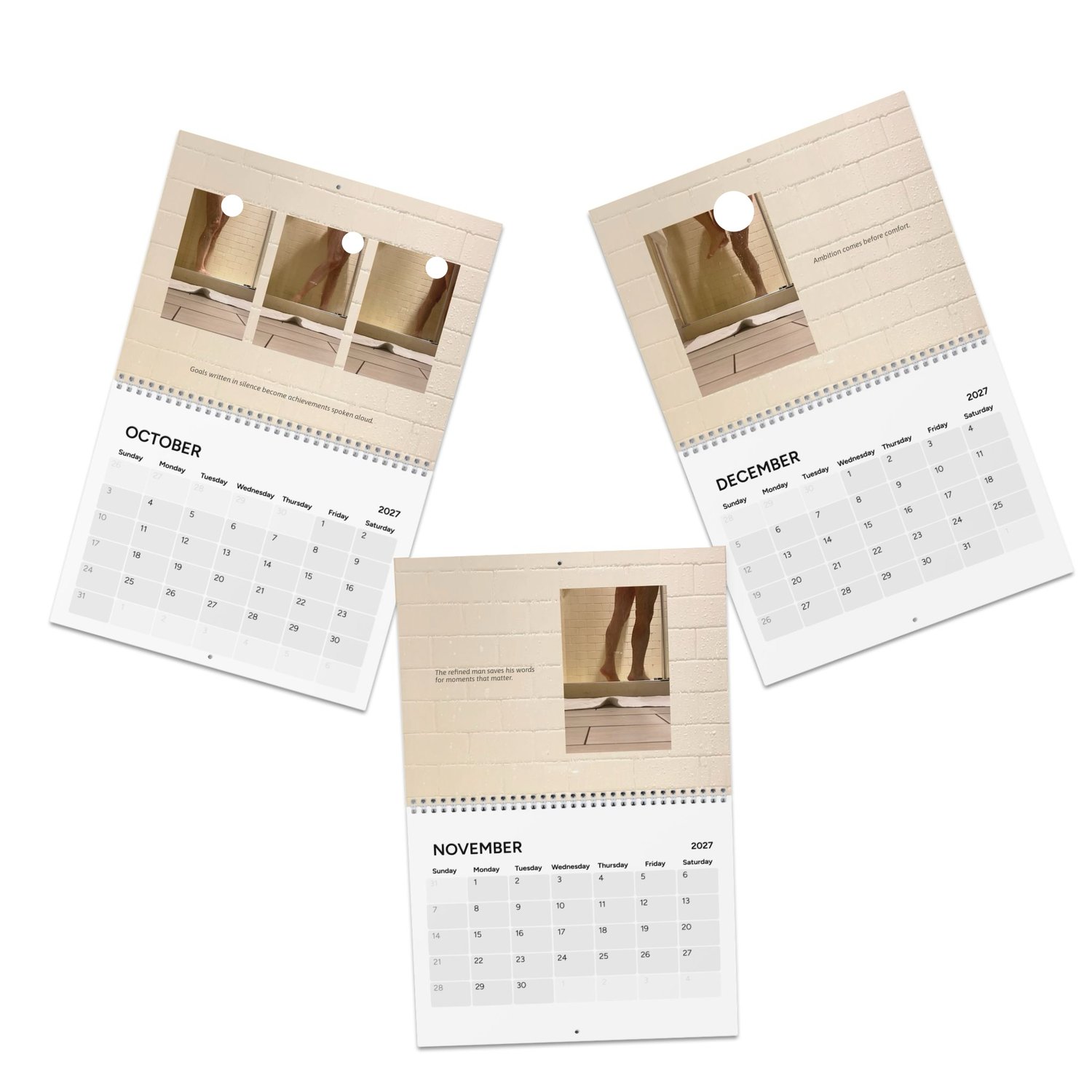 PRiCE SHOWER / 2027 wall calendar showing October, November and December photography