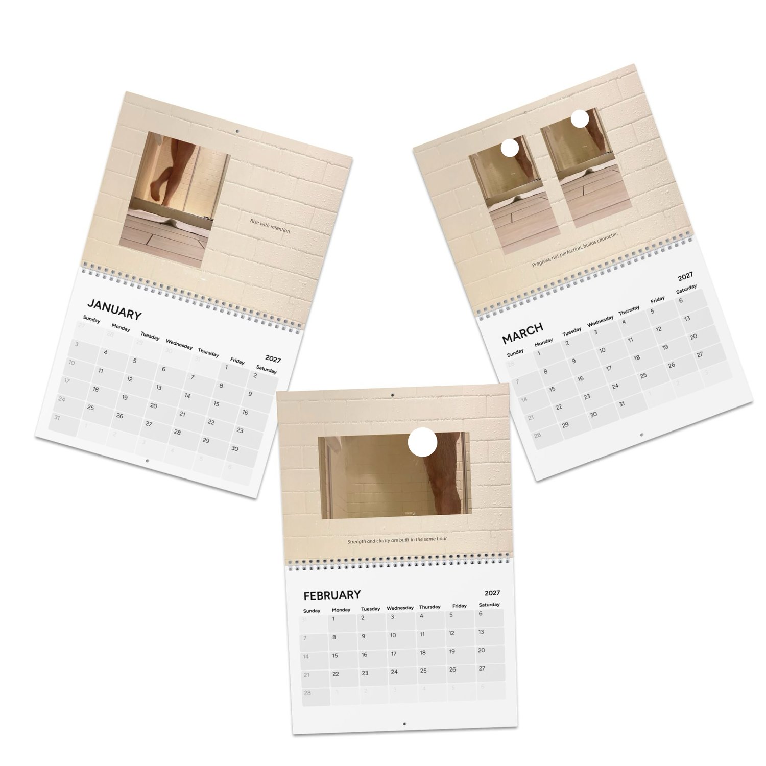 PRiCE SHOWER / 2027 wall calendar showing January, February and March photography