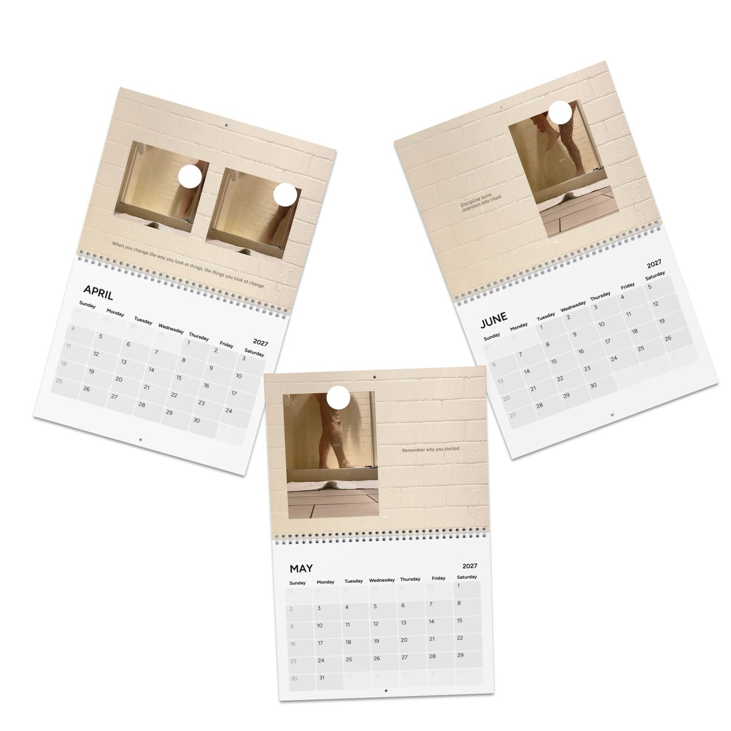 PRiCE SHOWER / 2027 wall calendar showing April, May and June photography
