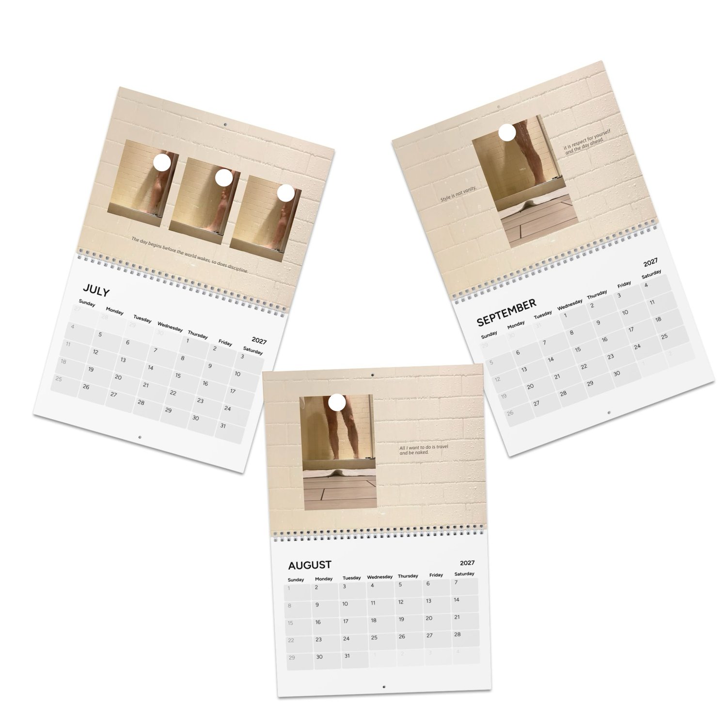 PRiCE SHOWER / 2027 wall calendar showing July, August and September photography