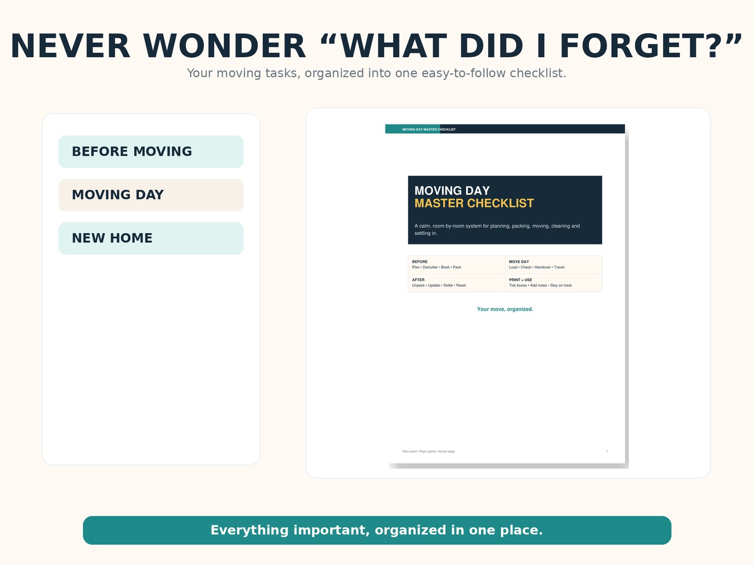 MOVING DAY PLANNER