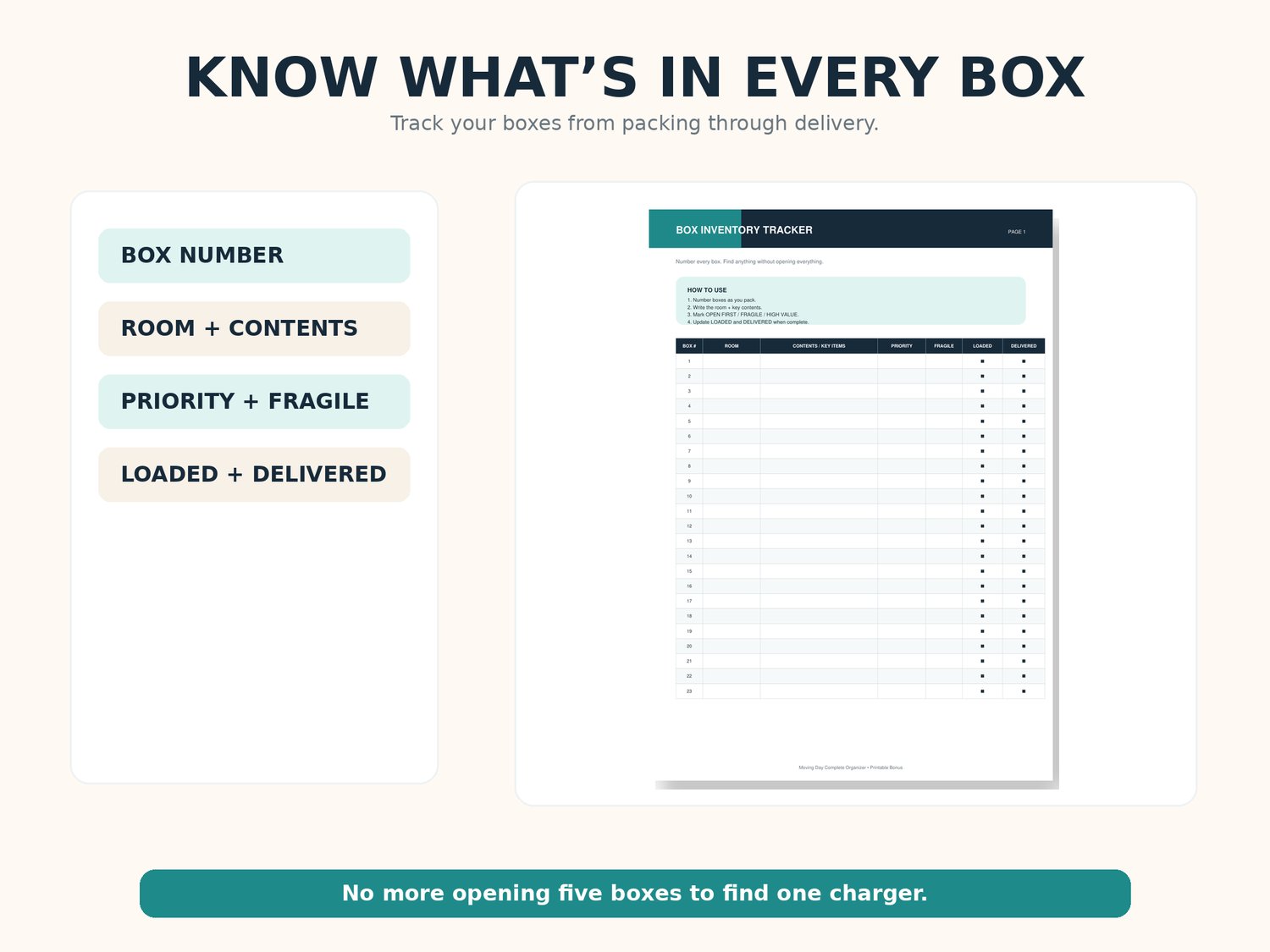 MOVING DAY PLANNER