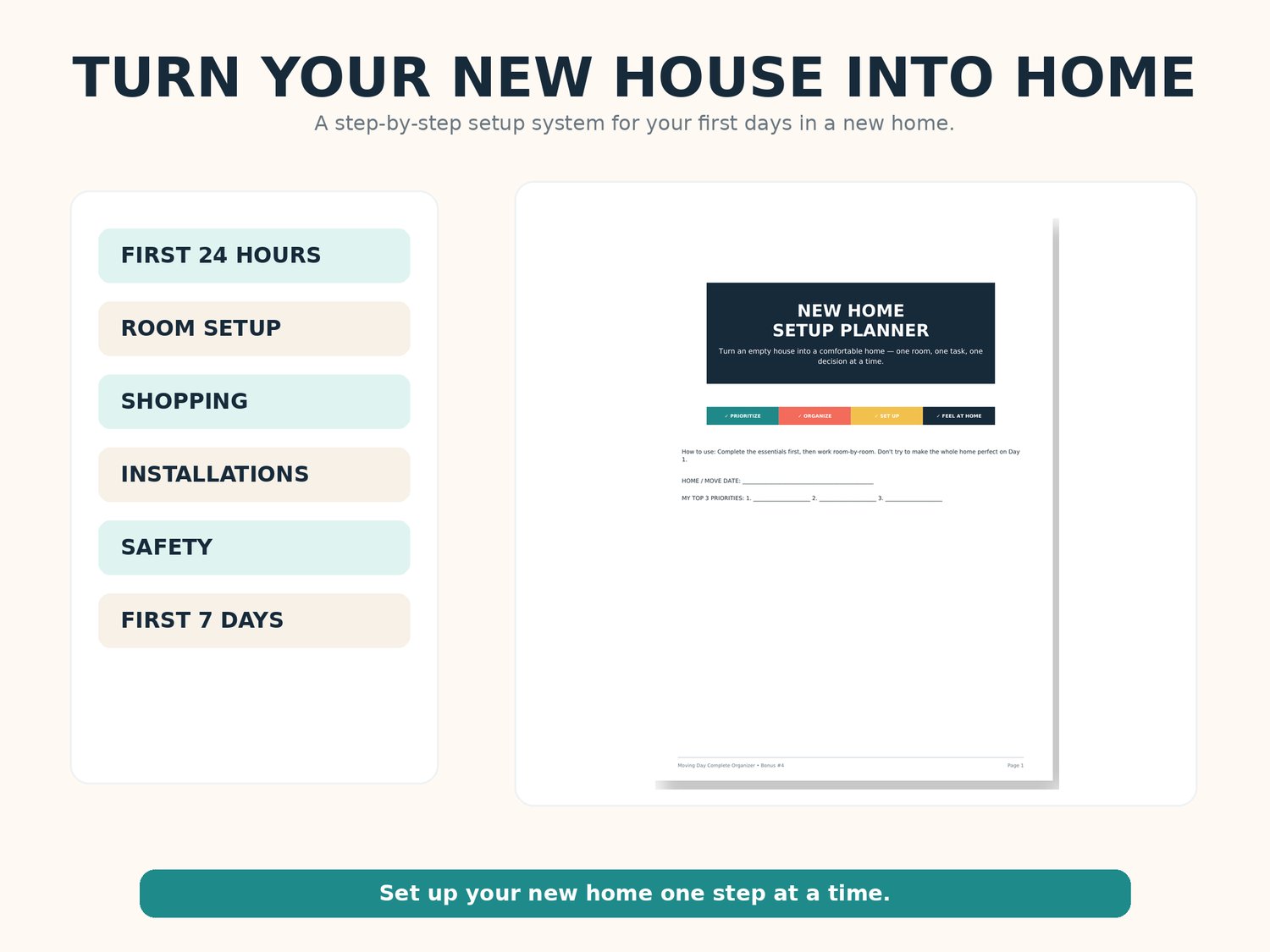 MOVING DAY PLANNER