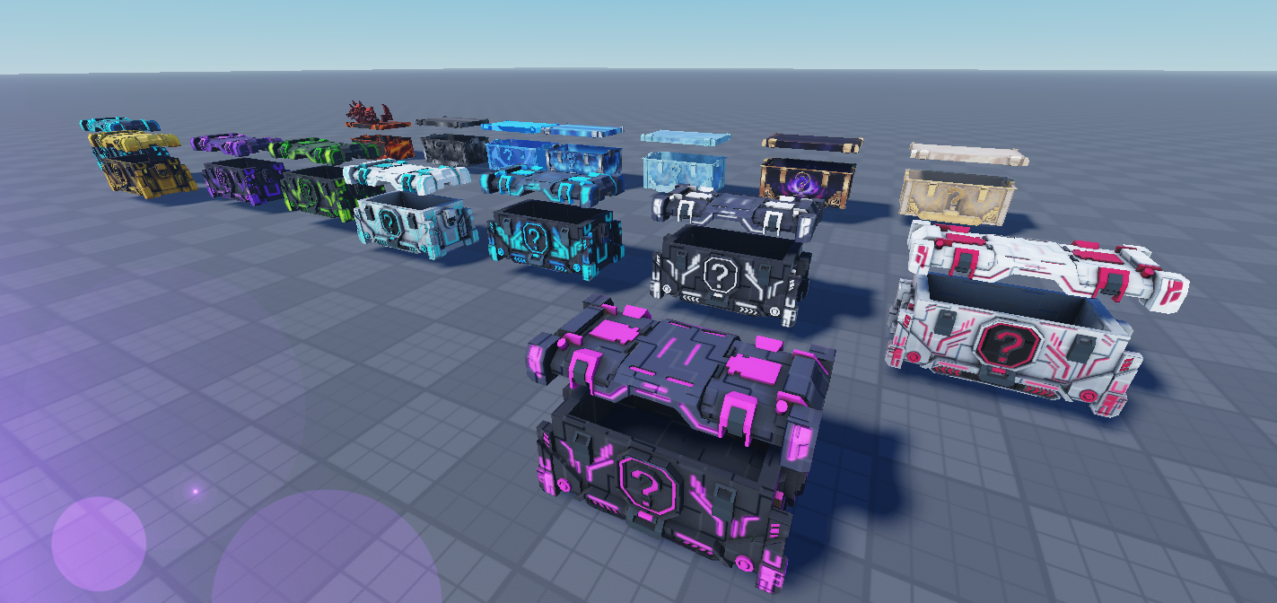 Colorful treasure chest and crate collection