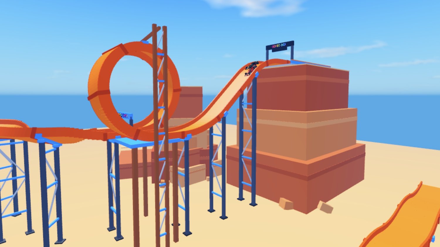 Turbo boost racing gameplay with stunt tracks