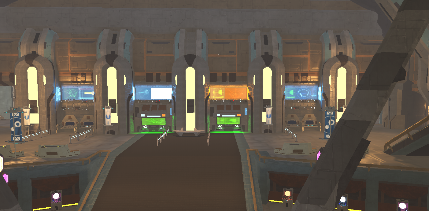 Sci-fi facility with computer consoles