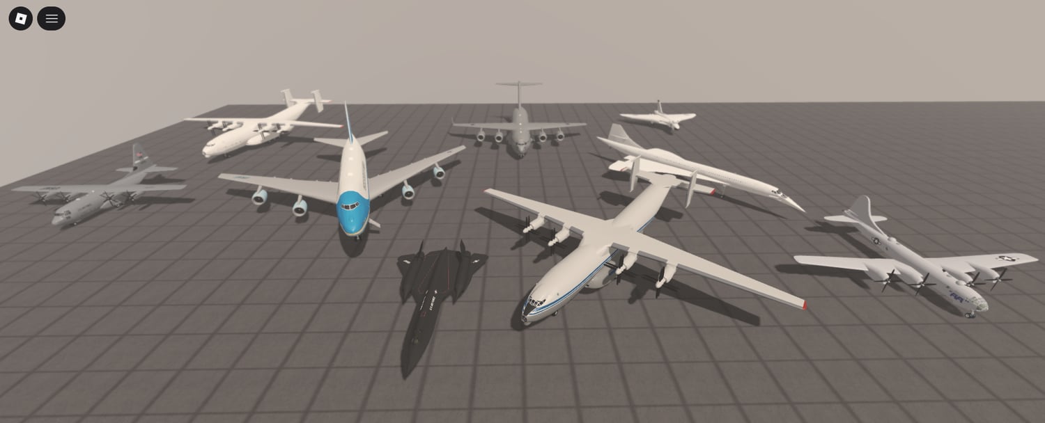 Nine detailed airliner aircraft models