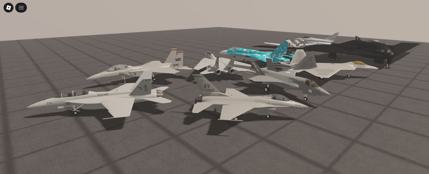 Modern warplanes displayed together
