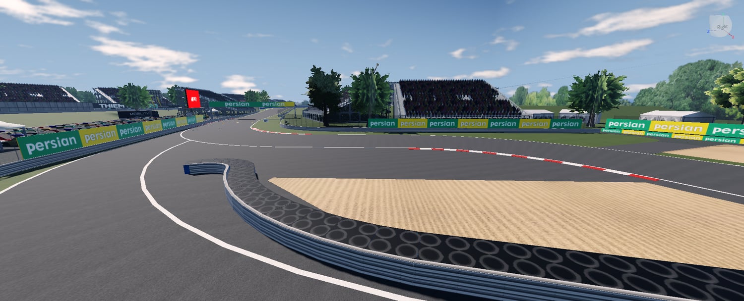Motorsport track with spectator stands