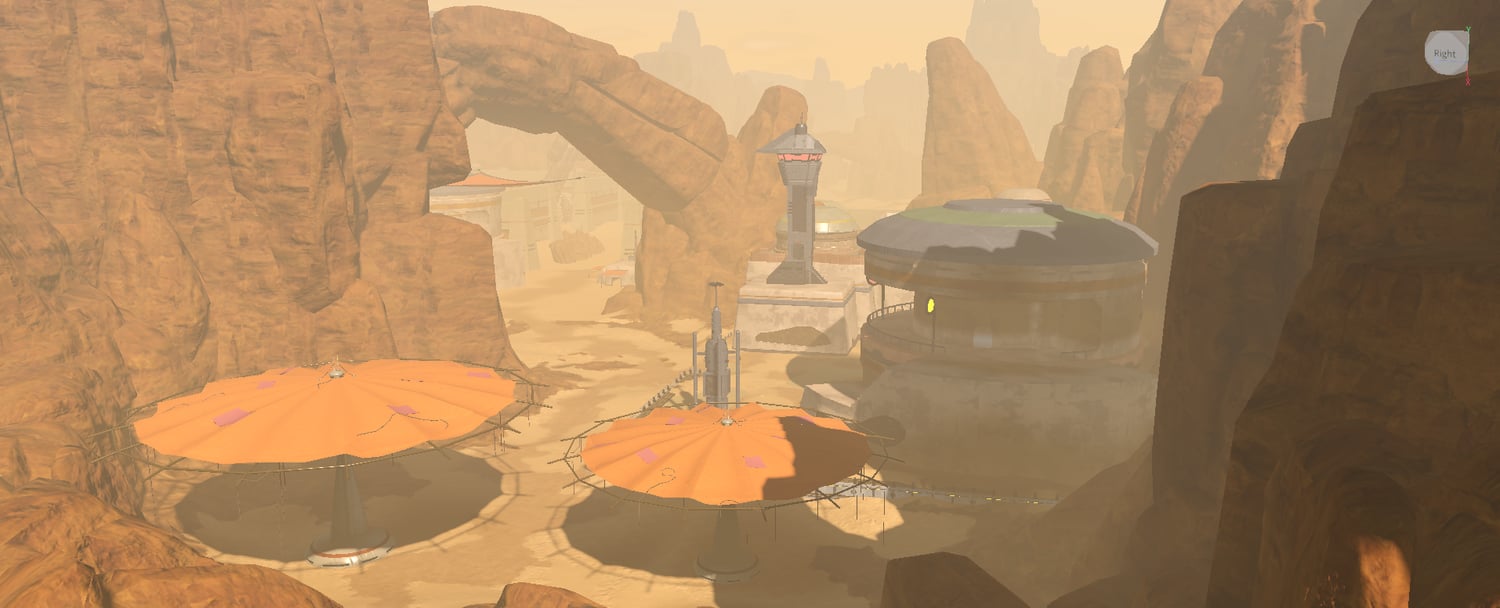 rocky desert environment and buildings