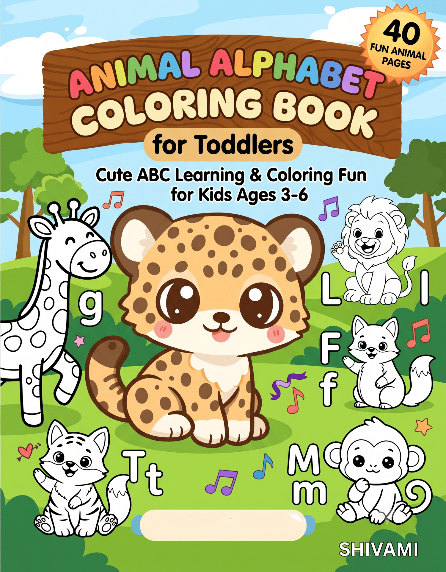 40 Cute Jungle Animals Coloring Book: Lion, Tiger, Fox & More
