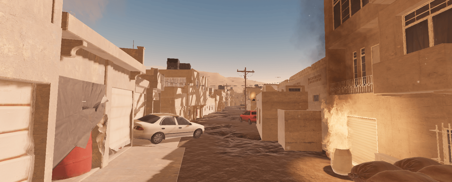 Desert town surrounded mountains