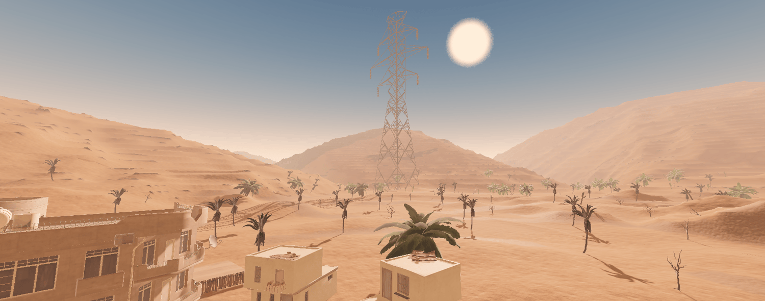 Damaged desert city structures