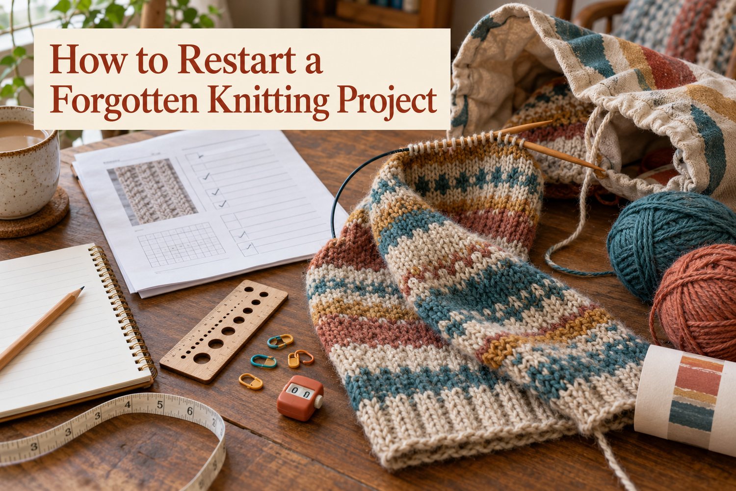 Unfinished knitting project