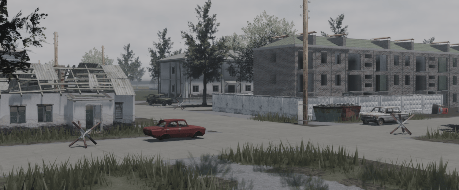 Soviet streets with military barriers