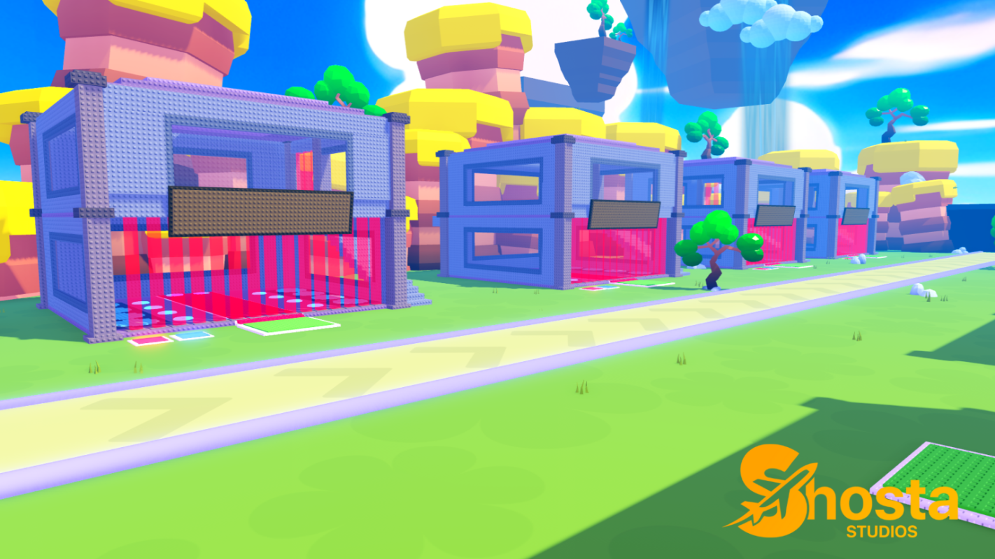 Colorful Roblox map pathways