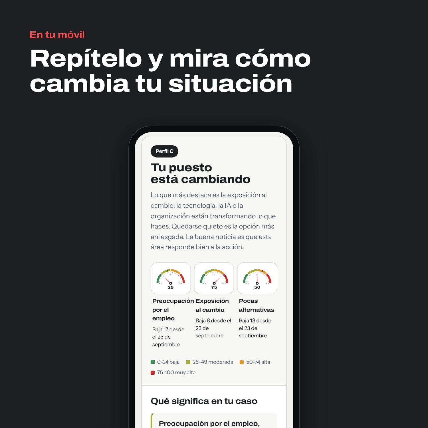 El chequeo en un móvil, para repetirlo y ver cómo cambia tu situación