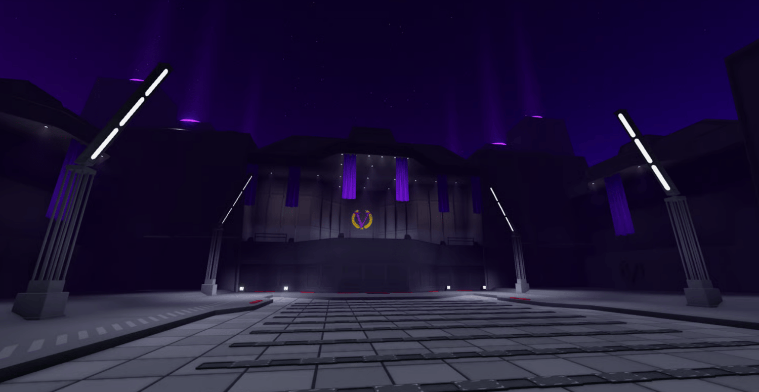 Futuristic purple rally grounds
