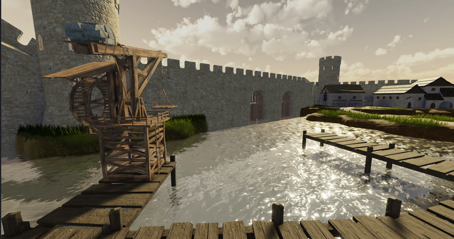 Fortified medieval city waterfront