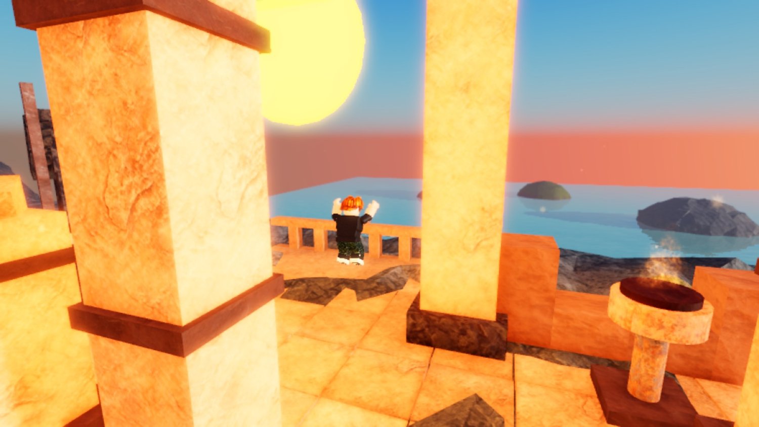 Ancient sandstone temple parkour environment