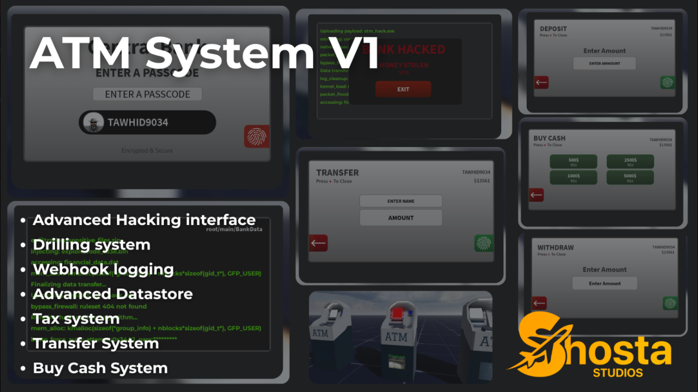 Three ATM machines for Roblox banking