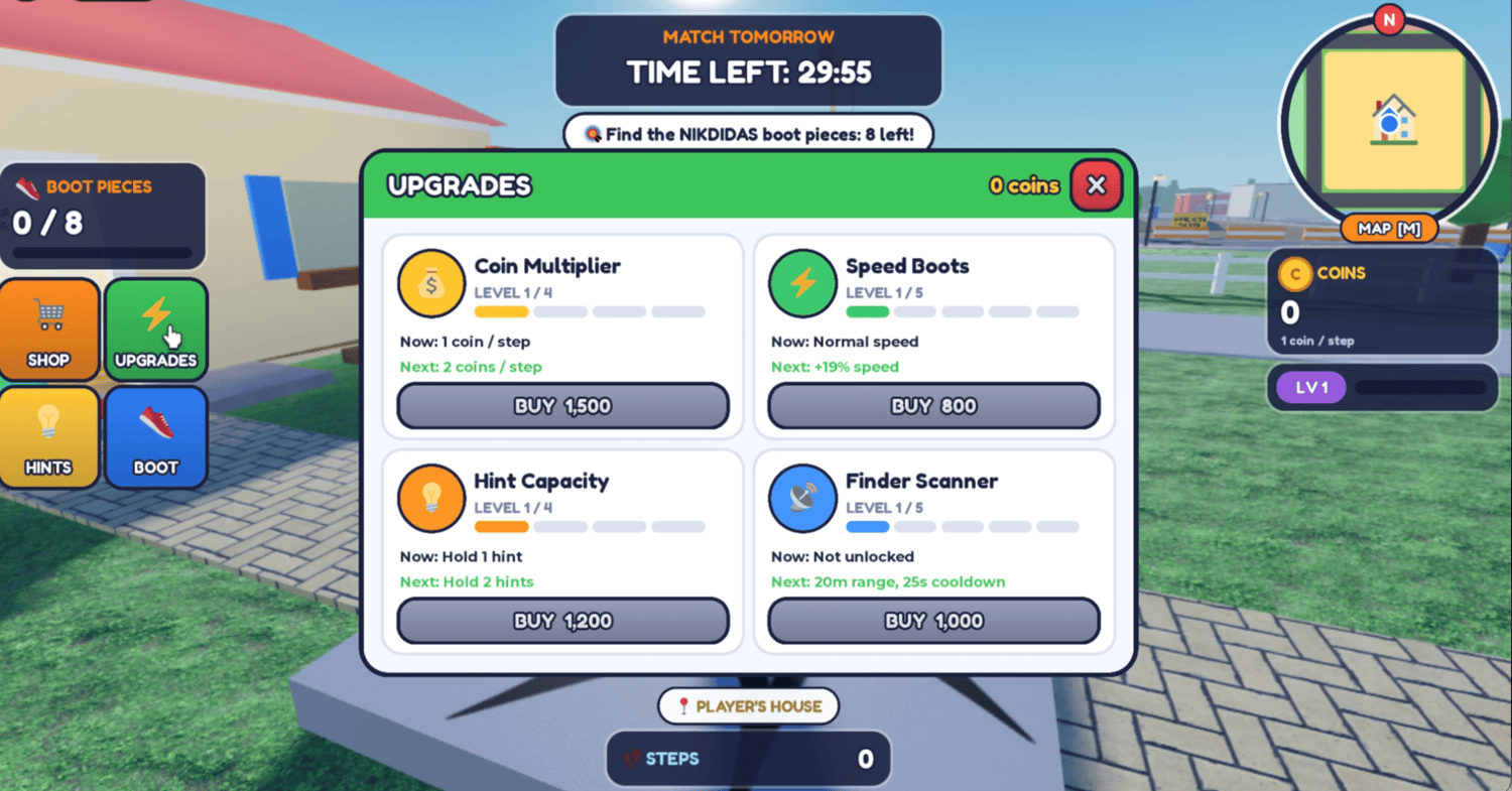 Broken Boot scavenger hunt game environment