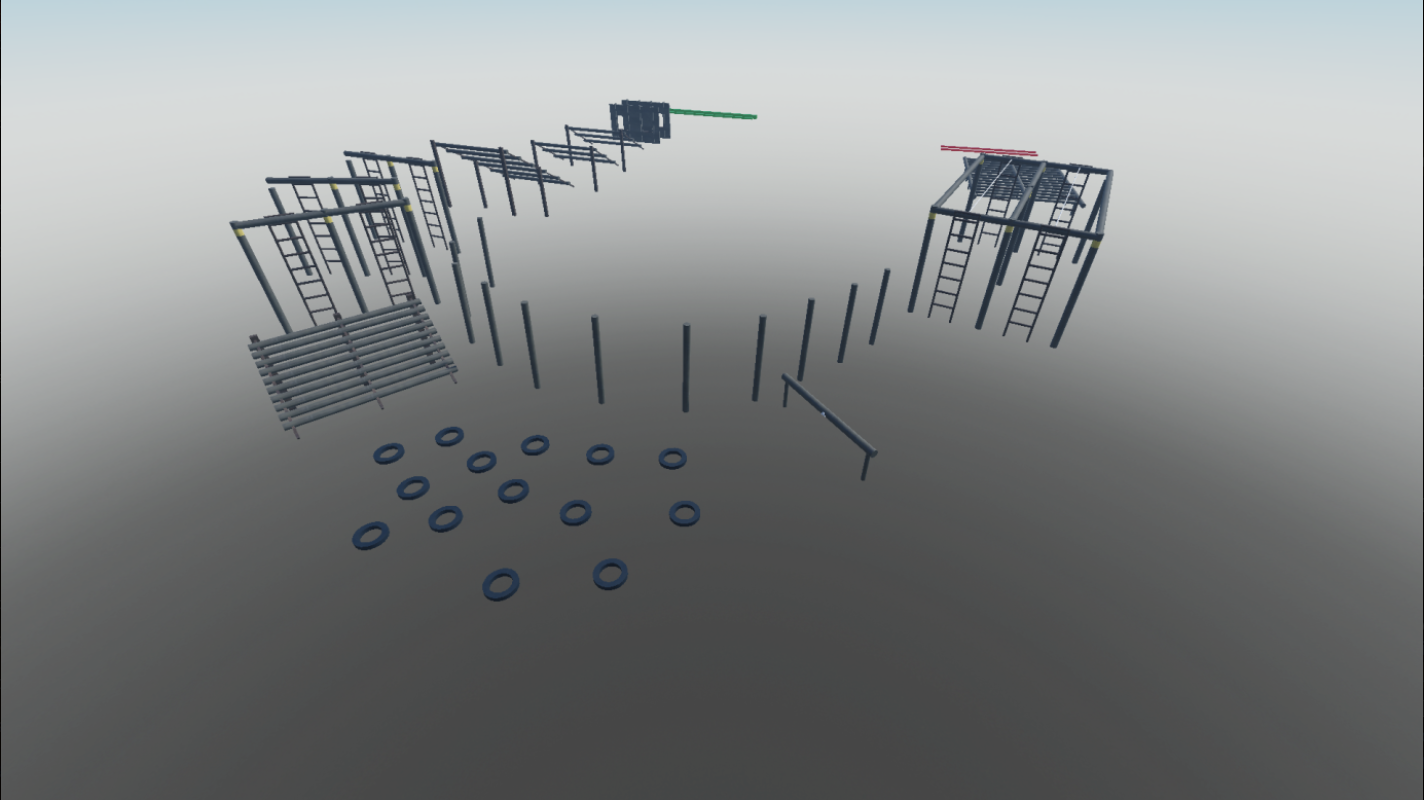 Ladder and overhead bar equipment
