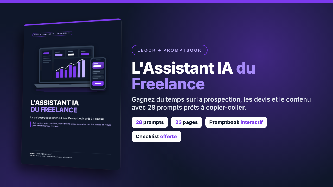 Pack complet : ebook, Promptbook interactif et checklist pour freelances